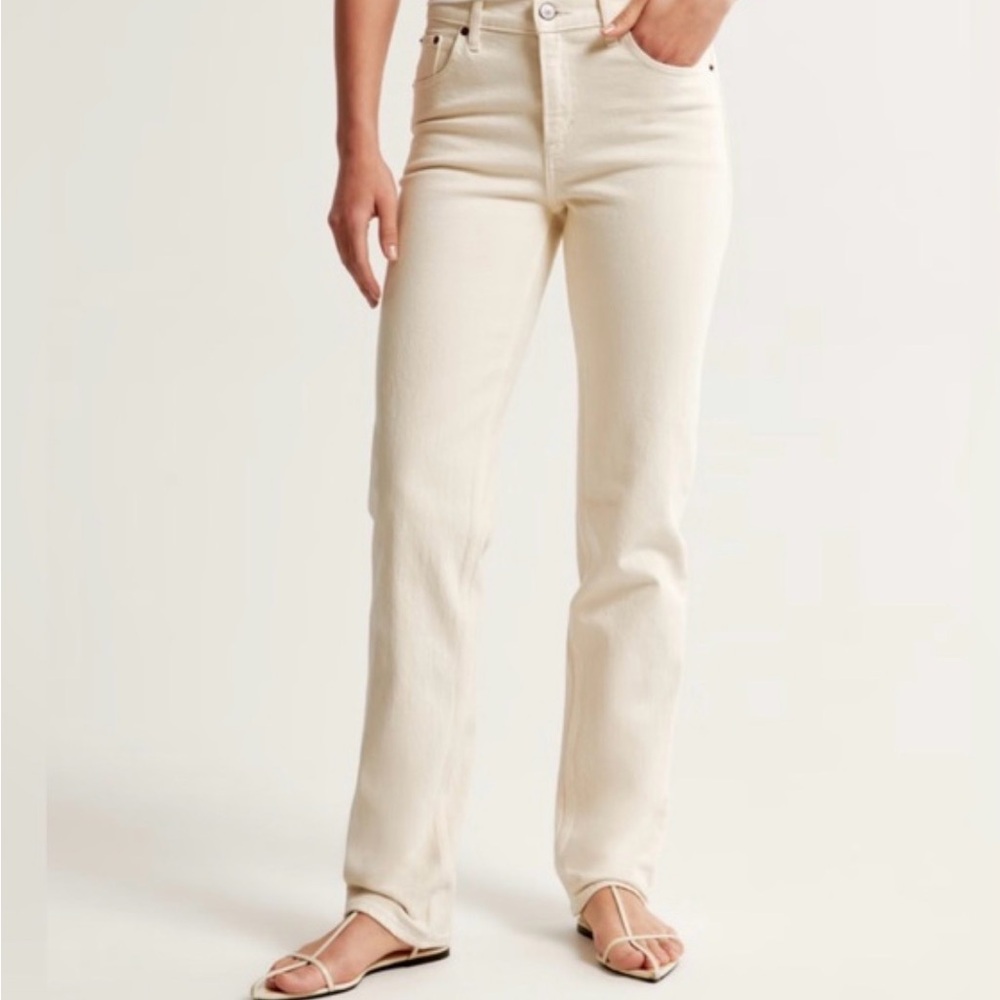 Abercrombie Curve Love Mid Rise 90s Cream